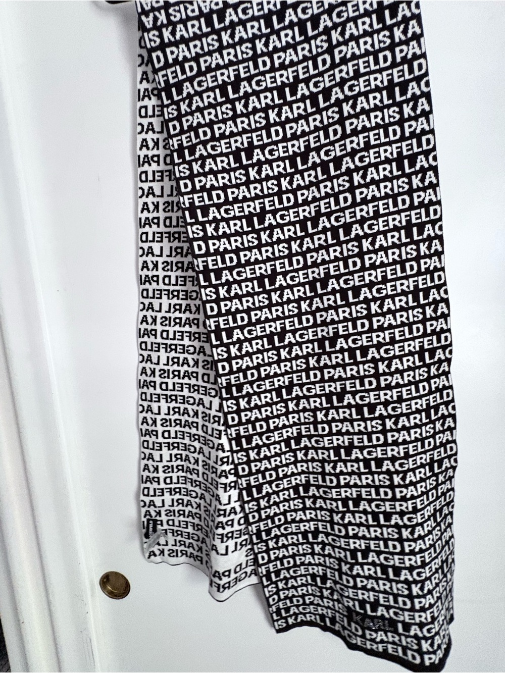 Karl Lagerfeld Black & White Logo Print Scarf